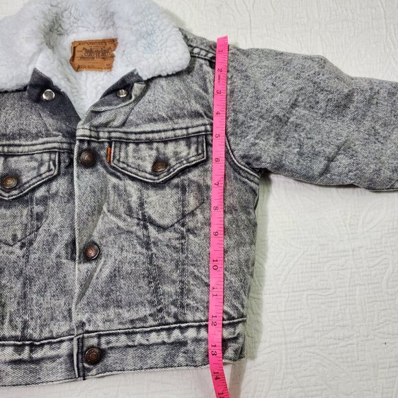 Vintage Levi's Black/Grey Acid Wash Sherpa Jacket 3t - Picture 3 of 11
